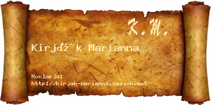 Kirják Marianna névjegykártya